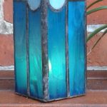 windlicht art deco stijl blauw  hoogte ca 15 cm  €20-