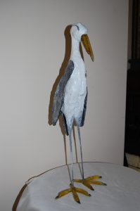 Ooievaar paverpol , glas hoogte ca 60 cm € 90,-